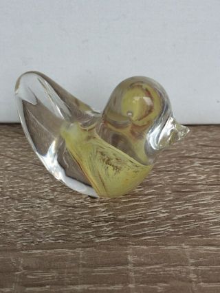 Collectable Cornish Liskeard Glass Hand Made Yellow Bird Figure,  Label 2
