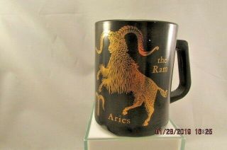 Federal Glass Zodiac Aries The Ram Black Glass Coffee Mug - Milk Glass
