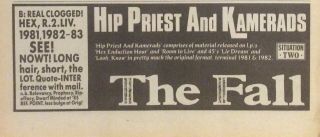 The Fall - Press Poster Advert - Hip Priest And Kamerads - 23/03/1985
