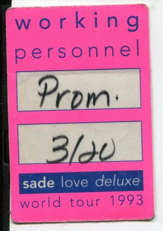 1993 Sade Satin Cloth Pass Love Deluxe Tour