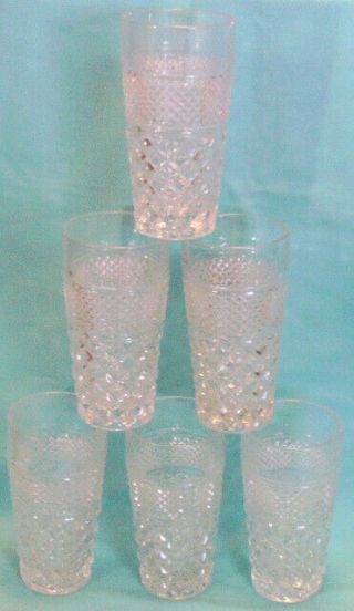 Set Of 6 Vintage Anchor Hocking Wexford Flat Iced Tea Beverage Glasses