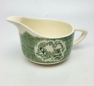 Currier And Ives Old Curiosity Shop Royal China Green Creamer Cream Pitcher