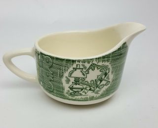 Currier and Ives Old Curiosity Shop Royal China green creamer cream pitcher 2