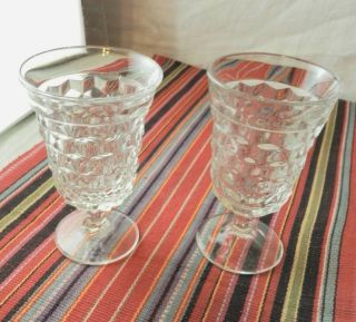 Vintage Fostoria American Cubist Footed Water Goblet Tumble Flaired Rim Set Of 2