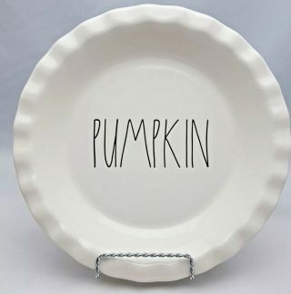 Rare Rae Dunn Pumpkin Pie Plate Fluted 10” Round Scalloped Baking Dish Authentic