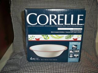 Corelle Impressions Birds & Boughs Set Of 4 18 Oz Soup Cereal Bowls 7.  2 "