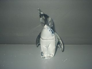 F M Ronneby Sweden Art Glass Penguin Figure B640 Very Good Paperweight Signed