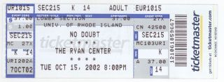Rare No Doubt 10/15/02 Kingston Ri University Of Rhode Island Concert Ticket
