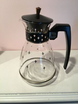 Mid Century Pyrex For Silex Brand Glass Coffee Pot Decanter Starburst Lid Lcr - 8
