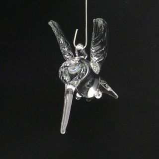 Hand Blown Art Glass Hummingbird Lampwork Christmas Ornament Crystal Clear A 2
