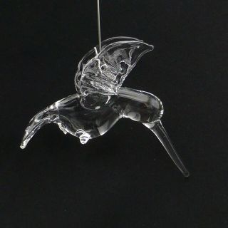 Hand Blown Art Glass Hummingbird Lampwork Christmas Ornament Crystal Clear A 3