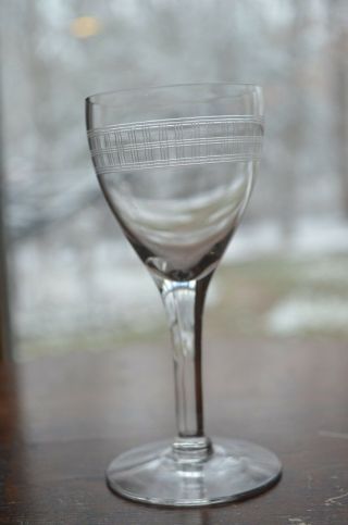 Vintage Etched Old Crystal Cordial Sherry Glasses.  Drinking Glasses.  Barware