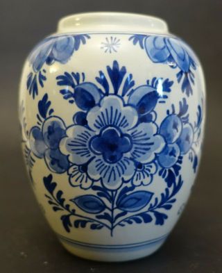 Dgo2 Delft Art Pottery Jar Vase Hand Paint De Porcelayne Fles 4 3/4 "