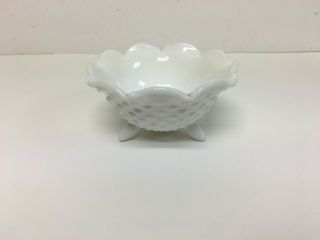 Vintage 5 - 1/2 " White Milk Glass Hobnail Candy Dish With 3 Feet
