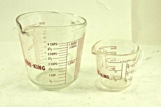Vintage Glass Fire King 4 Cup And 1 Cup Measuring Cups