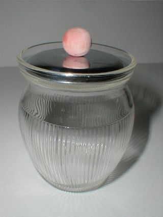 Depression Glass Homespun Fine Rib Sugar Bowl/jam Jar W Lid