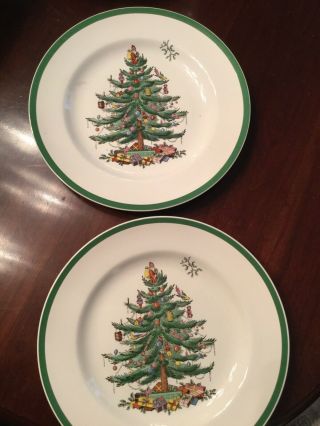 Spode Christmas Tree Dinner Plates,  Set Of Two: 10 1/2 " Diameter