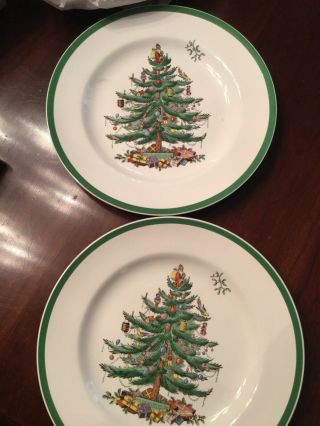 Spode Christmas Tree Dinner Plates,  set of two: 10 1/2 