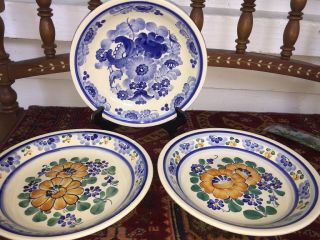 POLISH POTTERY Set of 3 Dinner Plates Dishes Poland Wall Hanging 2