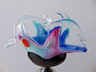 Vtg Murano Hand Blown Art Glass,  Napkin Or Letter Holder Multi Color 9 " X 4 " X 2