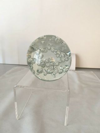 HEAVY CLEAR GLASS PAPERWEIGHT WITH CONTROLLED BUBBLES - 4.  5 