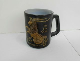Vintage Federal Glass Coffee Mug Capricorn Zodiac Astrology Black Gold