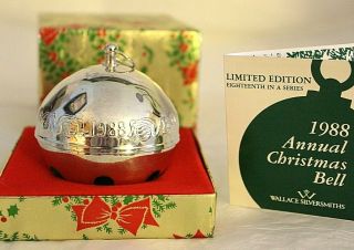 Wallace Silversmiths Limited Edition 1988 Annual Christmas Sleigh Bell Ornament