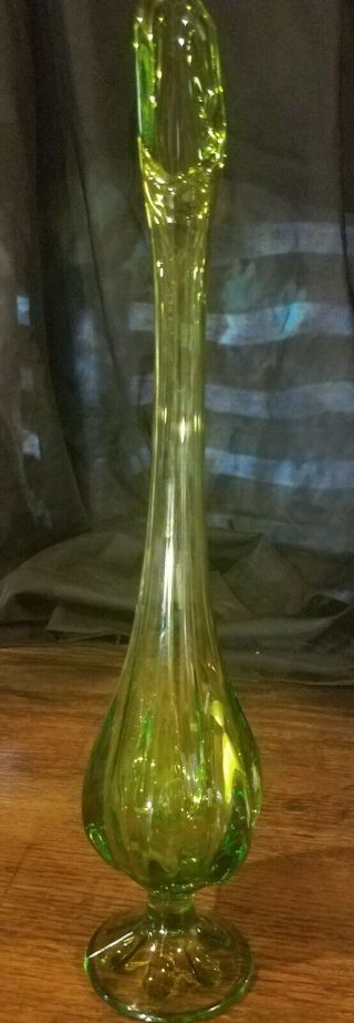 Viking Glass Peridot Green 6 Petal Swung Vase