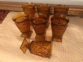 7 Vintage Indiana Glass Company Amber Glass Goblet Wine Water