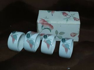 Mikasa Silk Flowers Vintage Pattern Set Of 4 Napkin Rings Boxed