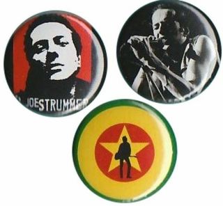 Joe Strummer The Clash: Set Of 3 Pins - Buttons - Badges Uk Punk Rock