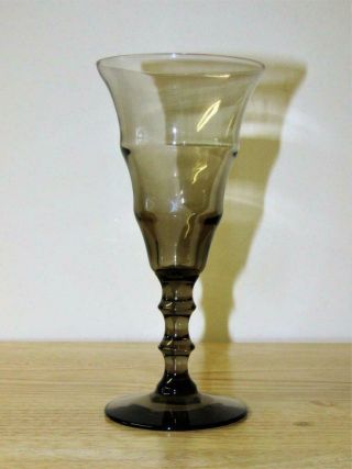 Vintage French Daum Nancy Smoky Grey Wine Glass Signed To Base