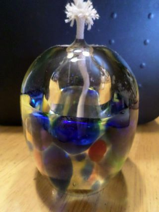 Art Glass Oil Lamp - Hand Made In Poland