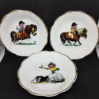 Royal Grafton Thelwell Pony Trinket Dish X 3 Equestrian Horse Kids Porcelain
