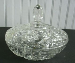 Anchor Hocking - Vintage Star Of David Glass Covered Candy Dish 7 1/4 " By 5 1/2 "