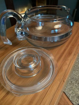 Vintage Pyrex Teapot With Lid Six Cup Capacity Clear Glass 8446 - B