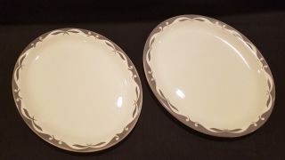 Set Of Two Vintage Jackson China Restaurant Ware Gray Clifton Oval Plates