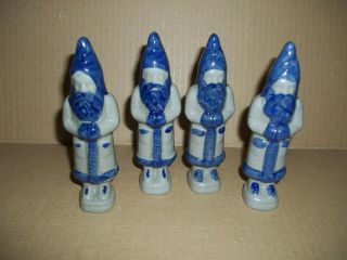 4pc Santa Figurine Stoneware Pottery Cobalt Blue Beaumont Brothers Salt Glaze