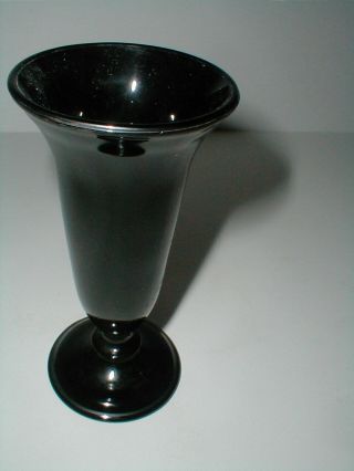 L E Smith Art Deco Black Amethyst Ebony Glass 6 Sterling Silver Overlay Bud Vase 4