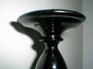 L E Smith Art Deco Black Amethyst Ebony Glass 6 Sterling Silver Overlay Bud Vase 5