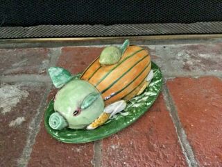 Vtg Majolica Sur La Table Pig Vegetable Covered Butter Dish Horchow Italy