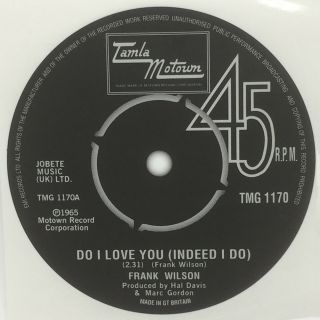 Frank Wilson - Do I Love You Record Label Sticker.  Tamla Motown.  Northern Soul