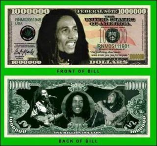 one each Bob Marley & Jimi Hendrix total of two Million Dollar Novelty Bills 3