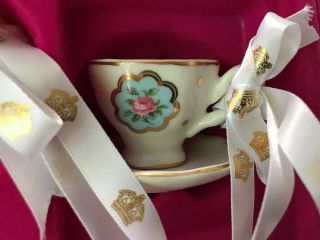 Royal Albert Polka Blue 3pc Christmas Ornament Set,  Teapot & 2 Teacups 4