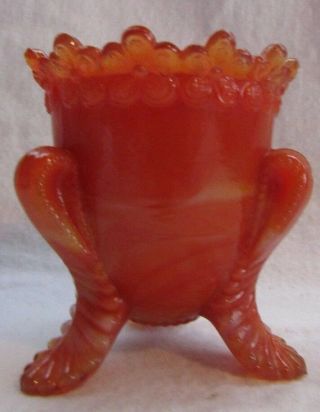 Boyd Art Glass Forget Me Not Toothpick Holder " Tangerine " 1st Five Years