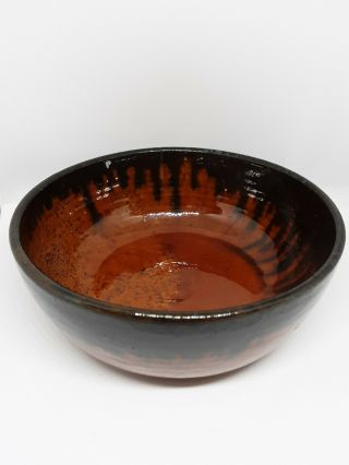 Rare A.  R.  Cole Pottery Orange And Black Drip Glaze Bowl Sanford Nc 1970 