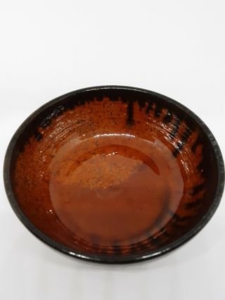 Rare A.  R.  COLE Pottery Orange and Black Drip Glaze Bowl Sanford NC 1970 ' s 3