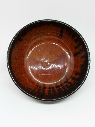 Rare A.  R.  COLE Pottery Orange and Black Drip Glaze Bowl Sanford NC 1970 ' s 4