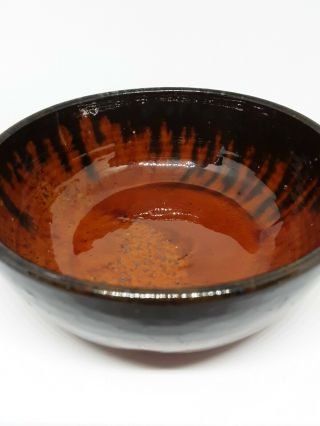 Rare A.  R.  COLE Pottery Orange and Black Drip Glaze Bowl Sanford NC 1970 ' s 5