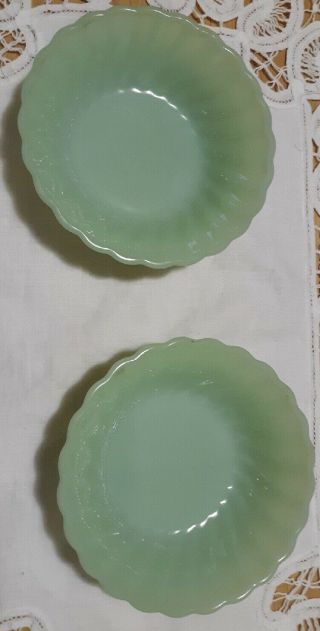 Vintage Set Of 2 Bowls By Anchor Hocking - Light Jade - Ite U.  S.  A.  Hard To Find